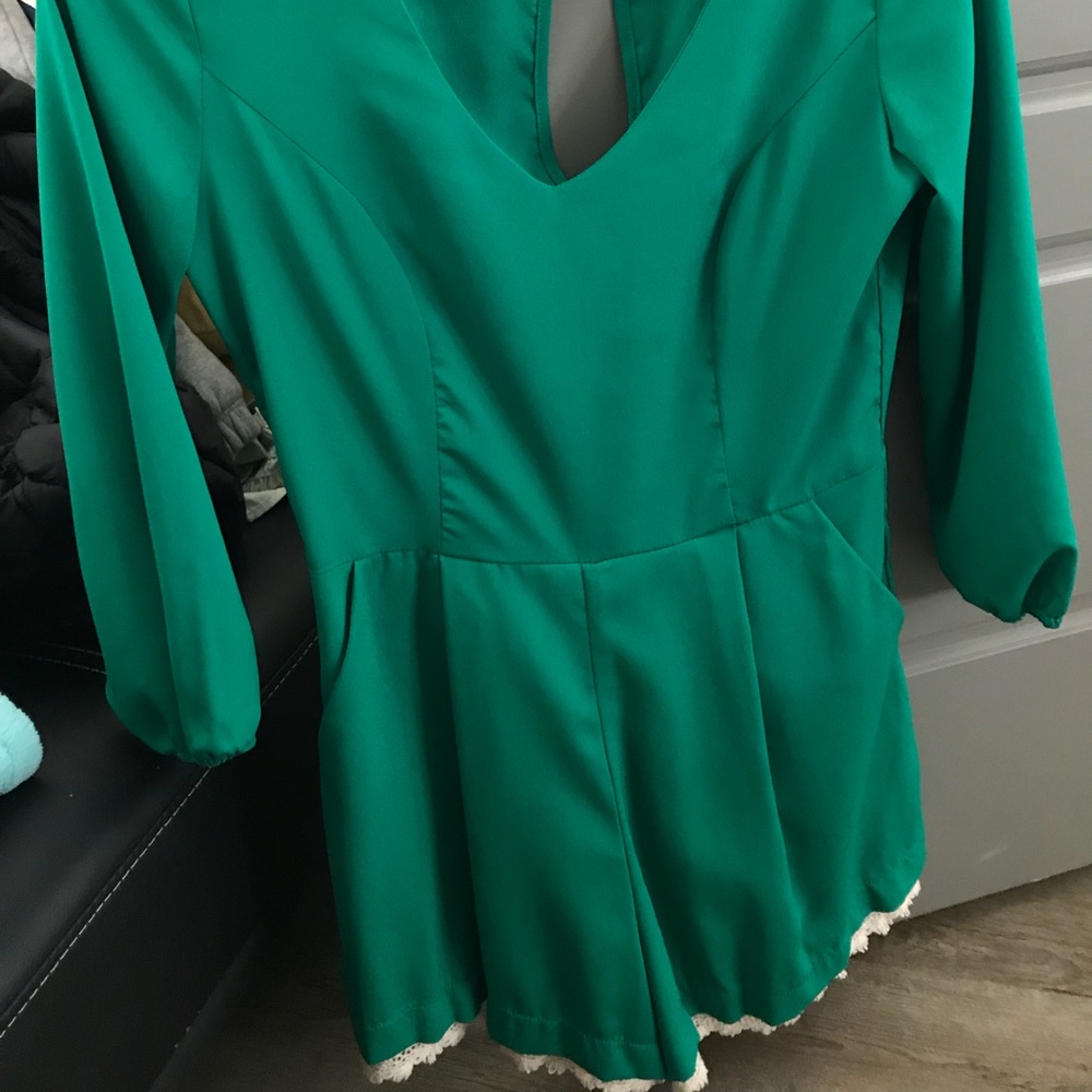 Women's green satin romper size S